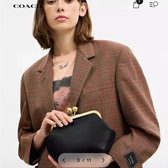 Coach Kisslock Frame Bag 16 in Black with Glovetanned Leather NWT - Picture 2 of 11